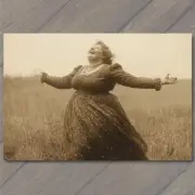 5x7" Laughing Woman Corn Field Dress Nostalgia Country Witch Halloween Retro