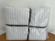 West Elm White Stripe Reversible Organic Cotton King Comforter Blanket Quilt New
