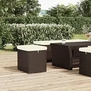 Ottoman with Cushion Brown 40x30x40 cm Poly Rattan Outdoor Furniture Storage Seat