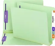 Smead End Tab Pressboard Fastener File Folder with SafeSHIELD Fasteners, 2 Fasteners, 3" Expansion, Letter Size, Gray/Green, 25 per Box (34725)