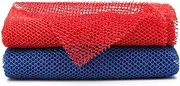 Windspeed 2Pcs African Body Exfoliating Net Long, Deep Cleaning African Net Bathing Sponge, Mesh Back Scrubber Skin Smoother for Women Men Shower/Stocking Stuffer(80x30cm) (Red+Blue)