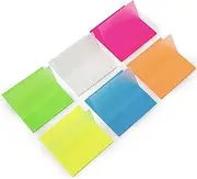 YUBX Transparent Sticky Notes Set 6 Packs Solid Colors 300PCS Translucent Notes Pads Writable Memo Waterproof Self-Adhesive for Reminder Planner Message School (3" x 3")