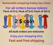 Removable Shopping Trolley Key Token Coin Unlocker for Aldi Coles Woolworths