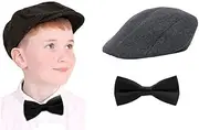 [CLOTHERA] Suspender and Bow Tie Set with Matched Flat Cap for kids 5yrs to 10yrs