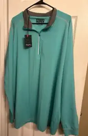 New XXL Straight Down Quarter Zip Blue/Green Gray Collar Pullover
