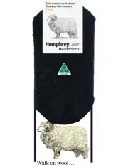 [Humphrey Law] Cushion Foot Merino Blend Health Sock in Black