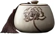 Decorative Chinese Vintage Tea Sealing Jar With Lid And Tassel Yellow Ru Kiln Embossed Tea Coffee Candy Storage Jar Container