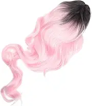 IWOWHERO Cute Wig Long Curly Wavy Purple Lace Front Wig for Party and Daily Use