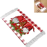 Christmas Floor Mat Dwarf Woven Washable Rectangular Kitchen Carpets for Home Bedroom-Red