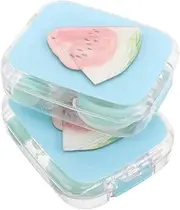 [VERDANVERSE] 2pcs Cute Watermelon Case - Portable Travel Soak Storage Box with Applicator Tool Tweezer for Daily Use Outdoor Travel