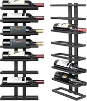Hoctieon 8 Tier Wall Mount Wine Rack, Wall Racks for Wine Bottles Display and Storage, Hanging Bottle Organizer for Living Room, Dining Room, Wine Cellar, Bar, Black