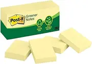 Post-it Recycled Sticky Notes, 35 mm x 48 mm Size, Canary Yellow (Pack of 12)
