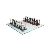 US Army vs Navy Military Chess Set Hand Painted with Glass Board