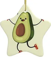 christmas tree Ceramic star shape ornaments, fit for Couples, Wedding, Family Christmas Ornament-Avocado Rope Skipping