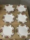 1962 Royal Albert Old Country Roses 8" Salad Plates England ~SET of 6