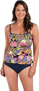 [Maxine Of Hollywood] Women's Plus Size Midnight Garden Tiered Tankini Top