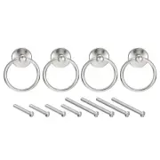 4Pcs Round Ring Pulls Drawers Knobs Silver for Dresser Cupboard Wardrobe