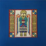 Completed Hand Cross Stitched Framed Card. Celtic Figure, Angel?