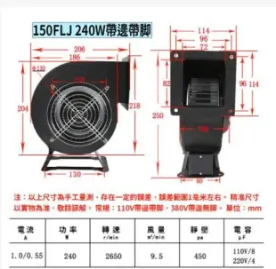 110V離心風機夜市擺攤鼓風機 240W 攜帶式送風機 夜市風扇 擺攤風扇