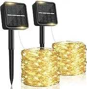 HELESIN Fairy Lights,2 Pack 12M/39FT 120Led Solar Garden Lights,String Lights with 8 Modes,Solar Fairy Lights Waterproof, Copper Wire Lights for Patio Yard Trees Christmas Wedding Party (Warm White)
