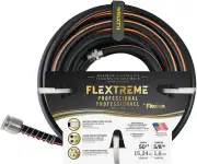 Flexon Flextreme Pro 5/8" X 50Ft Performance Rubber Garden Hose – Heavy-Duty, Ki