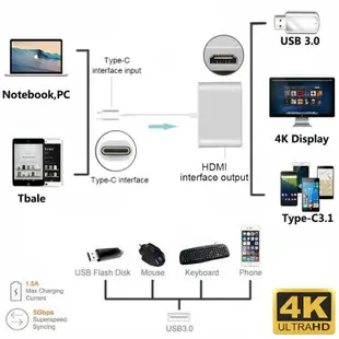 Type-C 三合一  轉HDMI AV PD 轉接器 影音轉接 HDMI USB3.0轉換器 轉換器手機轉電視