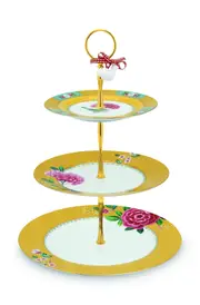 Blushing Birds 3-Layer Cake Stand (Yellow)