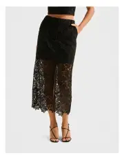 [Forever New] Lana Lace Midi Skirt in Black