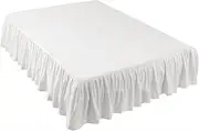 Queen Size Bed Skirt, 78x80x14 Inch Elastic Flannel Bed Skirt with Ruffle Design, Washable for Bedroom Decor