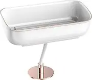 Contempo Sponge & Brush Holder, Modern Sponge Holder & Kitchen Organizer, Vertical Scrub Brush Holder, Kitchen Sink Caddy with Removable Drain Tray (White)