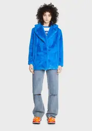 [Girlfriend Material] Blue Hendrix Faux Fur Coat