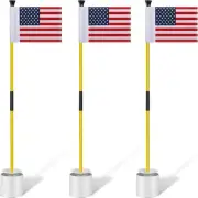 Meooeck Golf Putting Green Pin Flag and Hole Cup Set Red, White, Blue