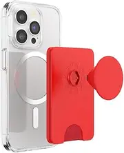 PopSockets Phone Wallet with Expanding Grip and Adapter Ring for MagSafe, Phone Card Holder, Wireless Charging Compatible, Wallet Compatible with MagSafe - Rosso