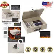Large Fireproof Security Chest - Key Lock & Portable Fireproof Bag Included
