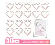 50pcs Paper Clips Rose Gold Heart Paper Clips Small and Cute Love Shaped Paperclips for DIY Craft Scrapbooking Wedding Decoration Document Note Sorting Org