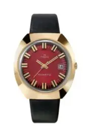 Q Timex Mens 1972 Reissue Watch Leather Strap Red Dial TW2V25400