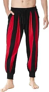 [Generic] Men's Color Block Stylish Baggy Pants Elastic Waist Casual Streetwear Trousers Breathable Tapered Outdoor Pants