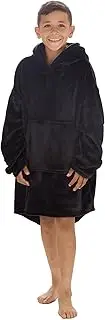 [Undercover] Adults & Kids Unisex Plain Super-Soft Plush Fleece Oversized Snuggle Blanket Lounge Hoodie