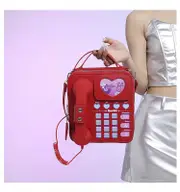 GGP Red Sweet Girl Creative Crossbody Bag With Telephone Design, Pu Material, Lightweight And Unique