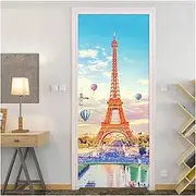 Door Stickers European Style Tower Balloon Door Sticker PVC Self Adhesive Vinyl Retro Living Room Wall Sticker Waterproof Home Door 3D Decal (Size : 95x215cm)