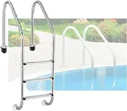 Swimming Pool Ladder,with Double Handrails and 3 Step Pedal,Weight Capacity 550 Lbs,for Outdoor Bath Water Park(3-steps1.5mm)