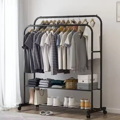 Heavy Duty Double Clothes Rail Garment Rack Closet Organizer Hanging Stand Metal