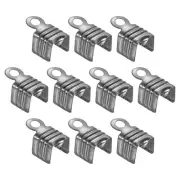 100Pcs 5 x 7.5mm Fold Over Cord Ends, Cord Tips Leather Rope End Caps, Black