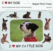 I Love(Heart) My Dog Magnetic Photo Frame & Magnet- Cattle Dog (27) Pup & Dogs