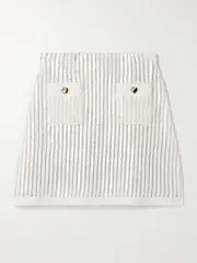 [Self-Portrait] Self-Portrait - Sequined Crocheted Cotton And Cashmere-blend Mini Skirt - White - small small White