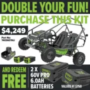 Greenworks Pro 60V STEALTH Series 2-Seat Electric Youth Go-Kart Go Cart