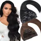 CLEARANCE 100% Real Hair Clip In Remy Human Hair Extensions Full Head Thick Weft