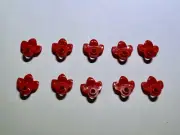 Lego Lot Of 10 Bright Red Plants Plant W/ Plate Leaves 3 Leaf