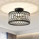 Crystal Black Ceiling Light, Modern Semi Flush Mount Ceiling Lighting Fixture...