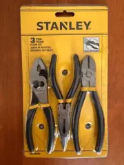 Stanley Pliers Set (3-Piece) NEW 6 inch Slip Joint, Long Nose, Diagonal